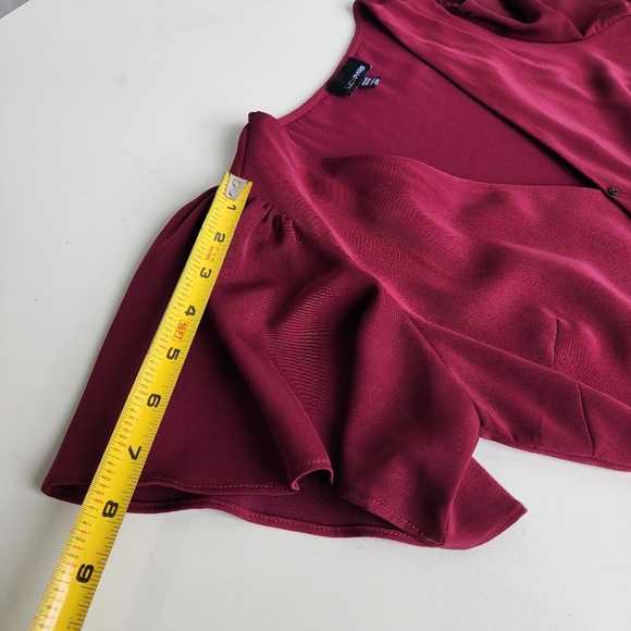 Lucy Paris Burgundy Red Wrap Dress Ruffle Apron Fit n Flare Flatter Women's XS - Picture 7 of 12